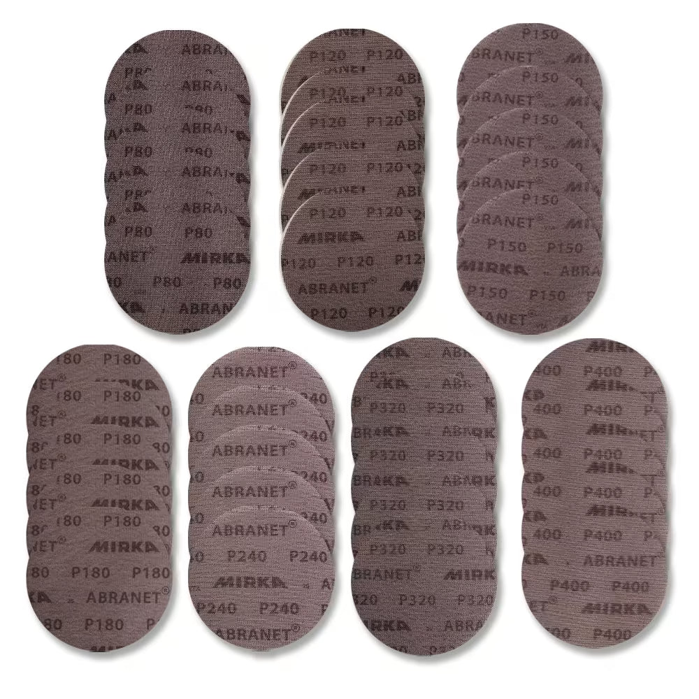 SET: MIRKA Abranet, Ø 150 mm, P80 bis P400, 7x 5 Stück (grob)