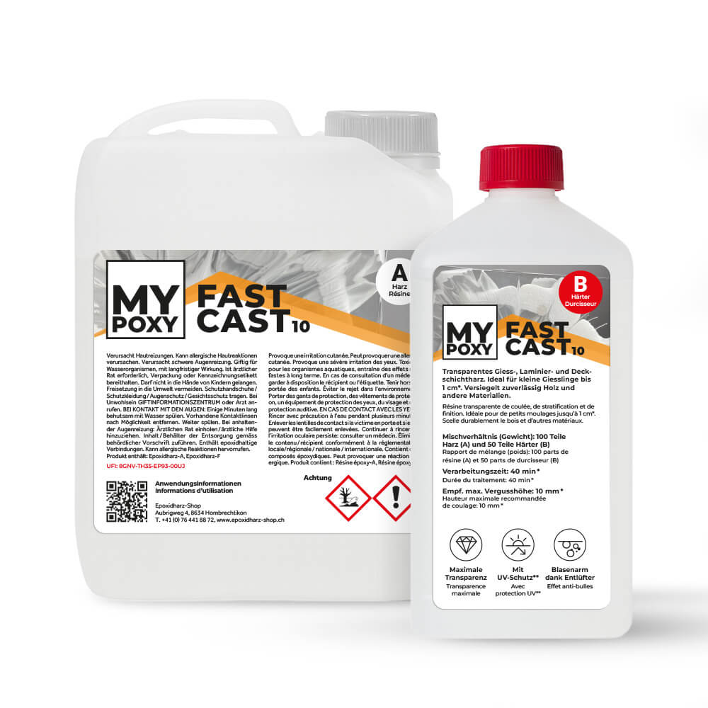 MYPOXY FastCast 10 – Giess-, Laminier- und Deckschichtharz bis 1 cm Vergusshöhe