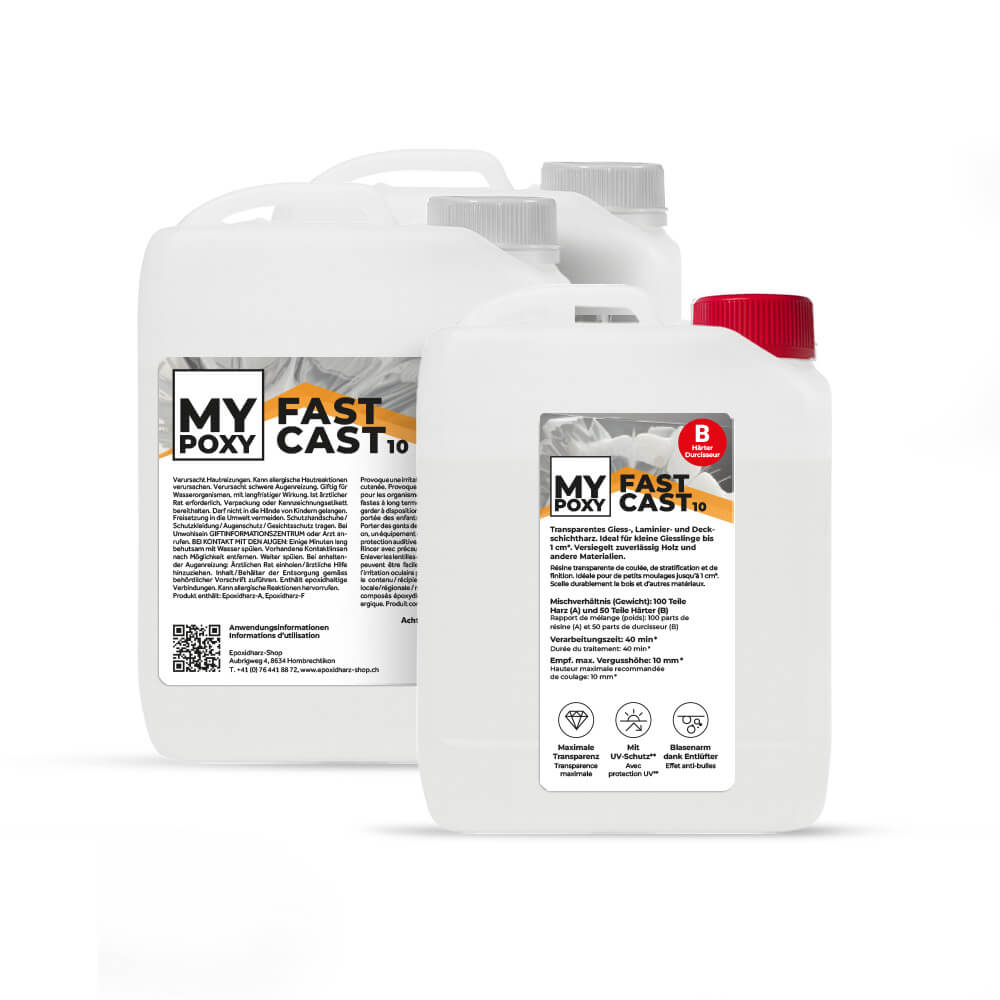 MYPOXY FastCast 10 – Giess-, Laminier- und Deckschichtharz bis 1 cm Vergusshöhe