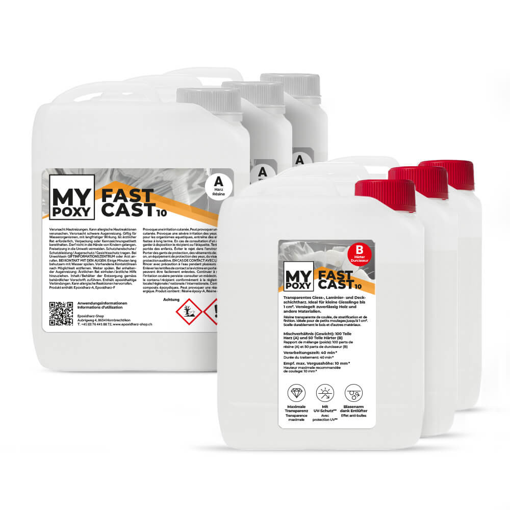 MYPOXY FastCast 10 – Giess-, Laminier- und Deckschichtharz bis 1 cm Vergusshöhe