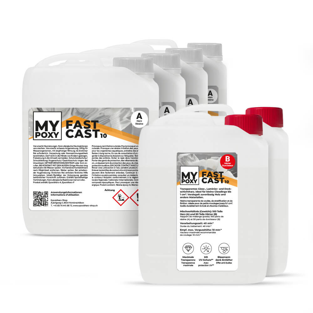 MYPOXY FastCast 10 – Giess-, Laminier- und Deckschichtharz bis 1 cm Vergusshöhe
