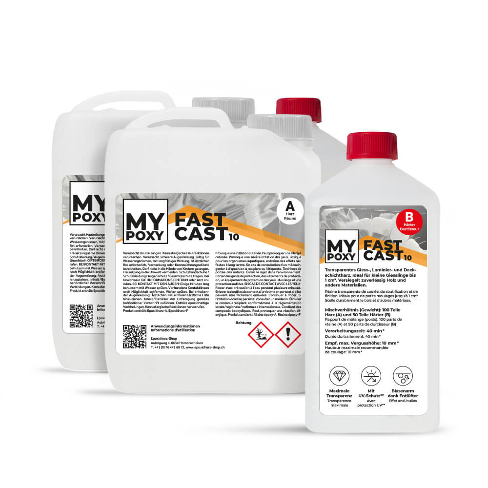 MYPOXY FastCast 10 – Giess-, Laminier- und Deckschichtharz bis 1 cm Vergusshöhe