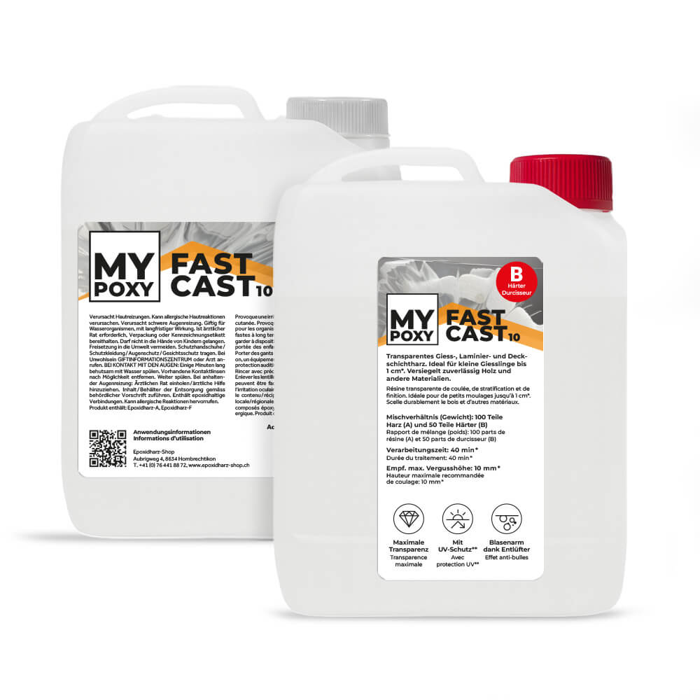 MYPOXY FastCast 10 – Giess-, Laminier- und Deckschichtharz bis 1 cm Vergusshöhe
