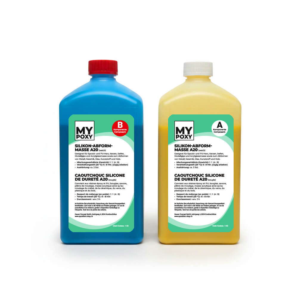 Silikon-Abformmasse A20 (weich), Aushärtung 3 Std.