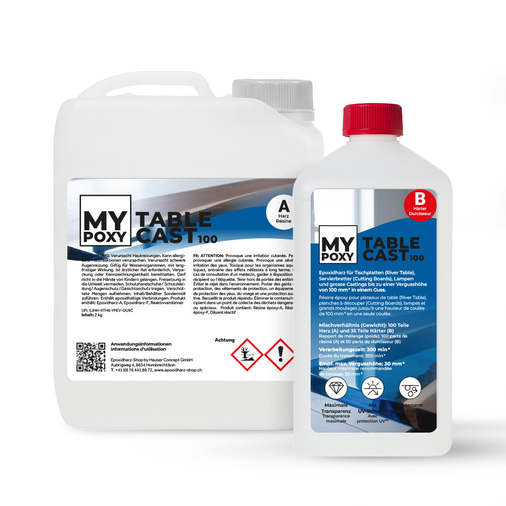 MYPOXY TableCast 100 für Tischplatten und grosse Vergüsse bis 10 cm