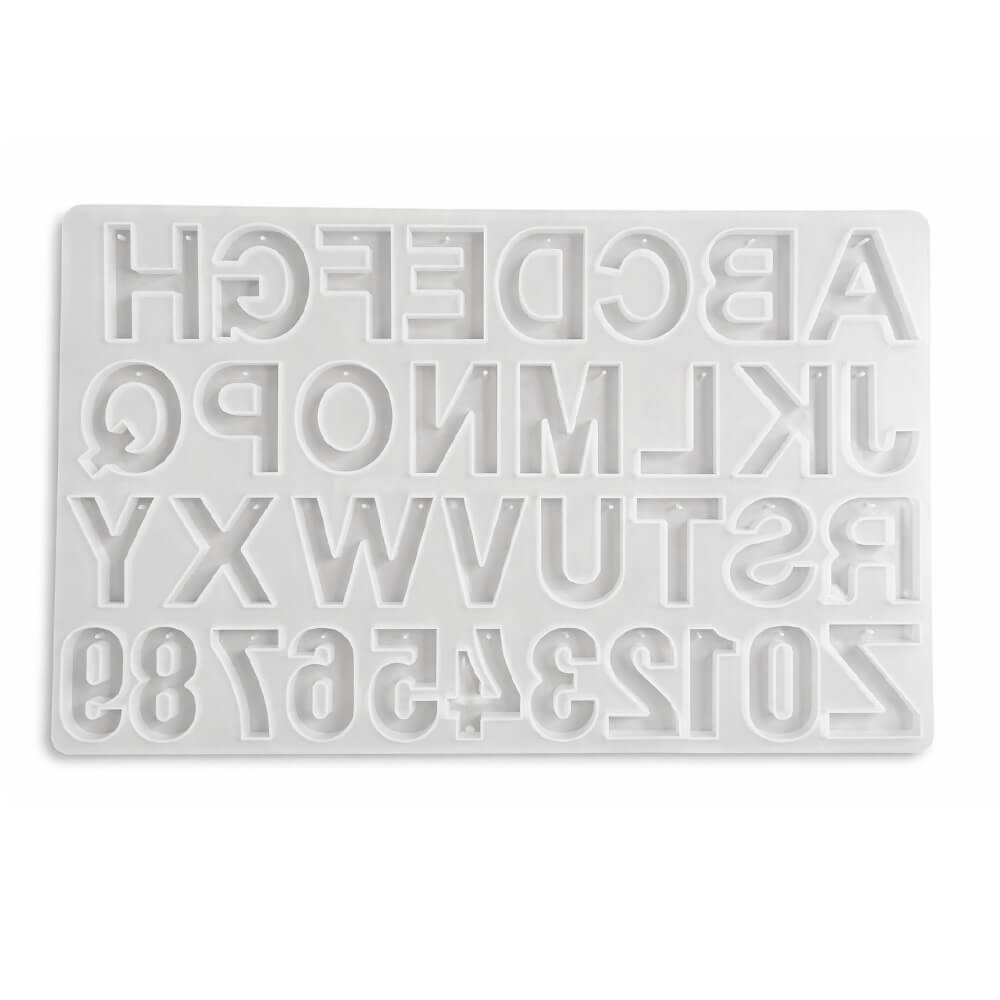 Moule en silicone pour lettres et chiffres (avec trous), inversé